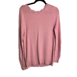 AnnTaylor Loft Pink Cottage Size Small core knit, sweater Scalloped Lace Hem